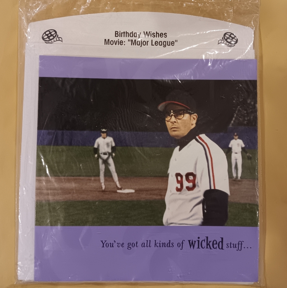 2006 Major League’ Movie - Charlie Sheen (Ricky Vaughn) Birthday Card New Sealed